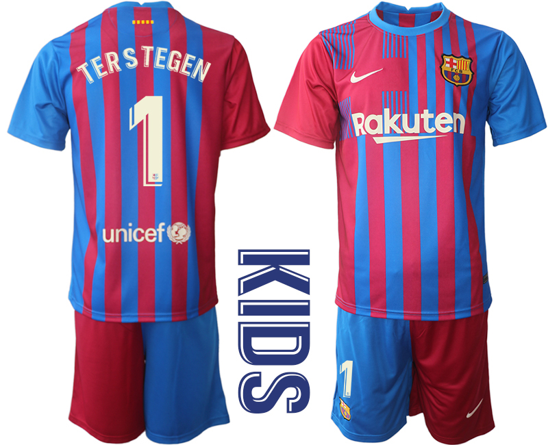 Youth 2021-2022 Club Barcelona home red #1 Nike Soccer Jerseys->barcelona jersey->Soccer Club Jersey